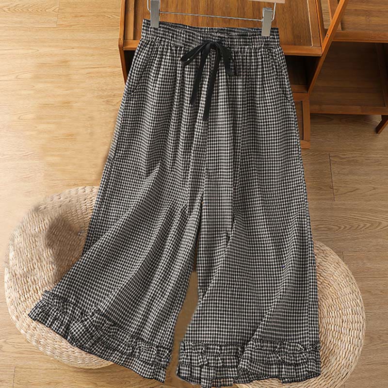Pantalones casuales de algodón con costuras de Buddha Stones, de pierna ancha y bolsillos para mujer, tallas 7-8 - Gris oscuro - US6，UK/AU10，EU38 (XL) - image 8