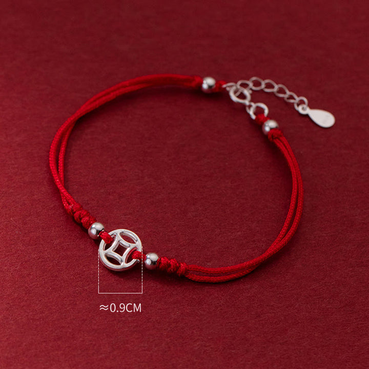 Pulsera de hilo de la suerte con monedas de cobre huecas de plata de ley 925 con Buddha Stones - image 9