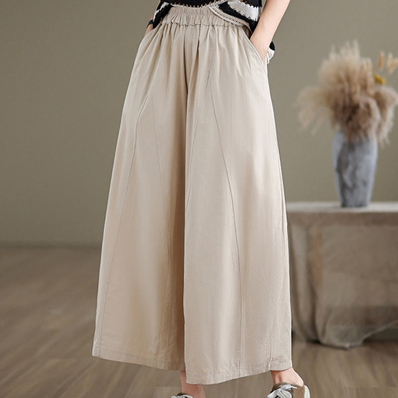 Pantalones casuales de algodón liso Buddha Stones para mujer, de pierna ancha, con bolsillos, tallas 7-8 - image 6