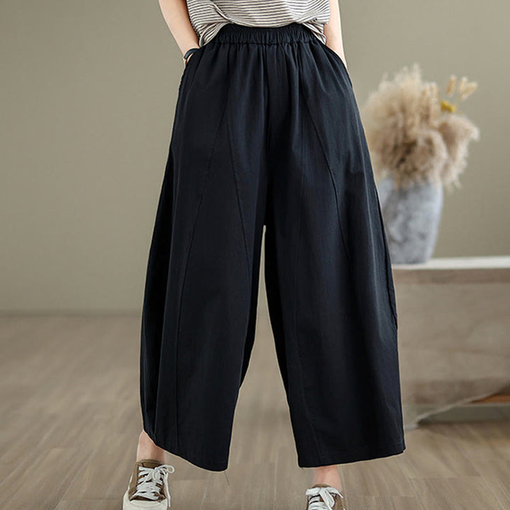 Pantalones casuales de algodón liso Buddha Stones para mujer, de pierna ancha, con bolsillos, tallas 7-8 - image 12