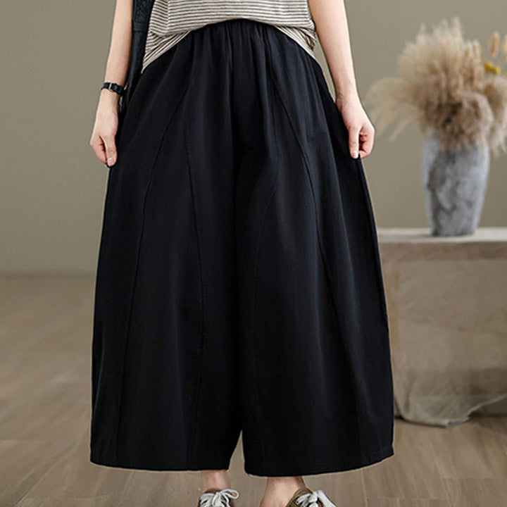 Pantalones casuales de algodón liso Buddha Stones para mujer, de pierna ancha, con bolsillos, tallas 7-8 - image 11