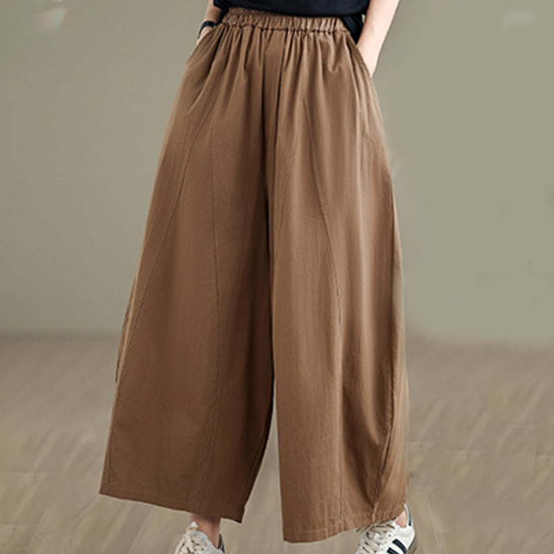Pantalones casuales de algodón liso Buddha Stones para mujer, de pierna ancha, con bolsillos, tallas 7-8 - image 15