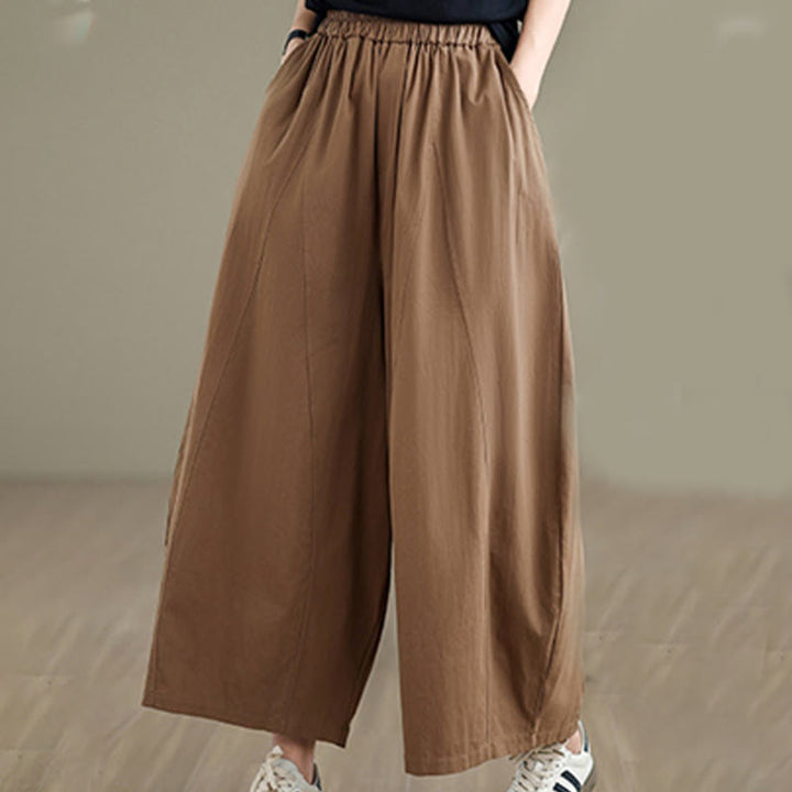 Pantalones casuales de algodón liso Buddha Stones para mujer, de pierna ancha, con bolsillos, tallas 7-8 - image 15