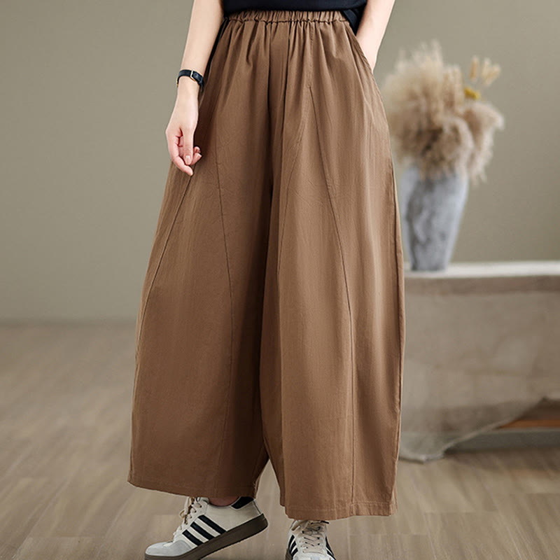 Pantalones casuales de algodón liso Buddha Stones para mujer, de pierna ancha, con bolsillos, tallas 7-8 - image 16