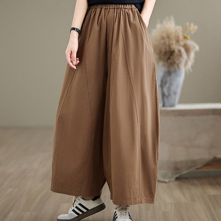 Pantalones casuales de algodón liso Buddha Stones para mujer, de pierna ancha, con bolsillos, tallas 7-8 - image 16