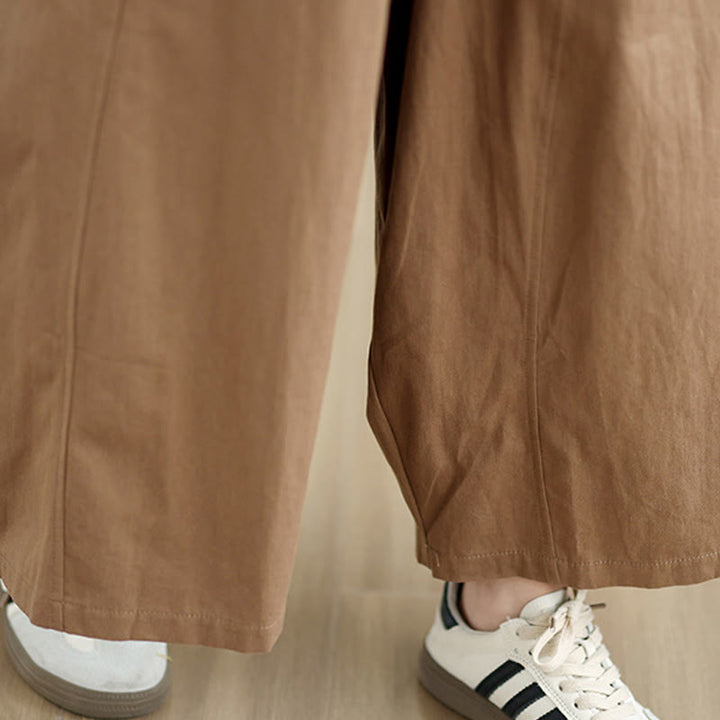 Pantalones casuales de algodón liso Buddha Stones para mujer, de pierna ancha, con bolsillos, tallas 7-8 - image 17