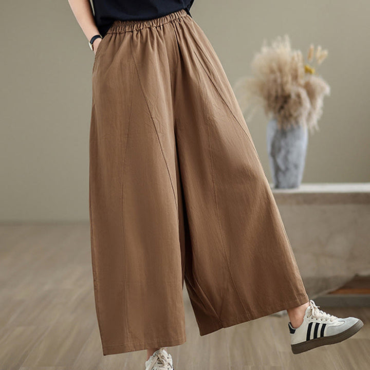 Pantalones casuales de algodón liso Buddha Stones para mujer, de pierna ancha, con bolsillos, tallas 7-8 - image 21