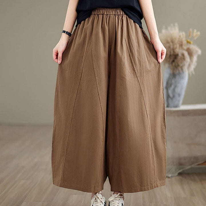 Pantalones casuales de algodón liso Buddha Stones para mujer, de pierna ancha, con bolsillos, tallas 7-8 - Perú - US8-10，UK/AU12-14，EU40-42 (2XL) - image 13