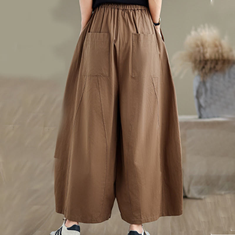 Pantalones casuales de algodón liso Buddha Stones para mujer, de pierna ancha, con bolsillos, tallas 7-8 - image 14