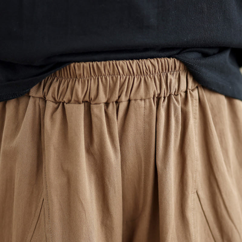 Pantalones casuales de algodón liso Buddha Stones para mujer, de pierna ancha, con bolsillos, tallas 7-8 - image 19