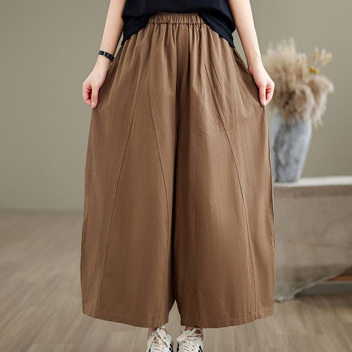 Pantalones casuales de algodón liso Buddha Stones para mujer, de pierna ancha, con bolsillos, tallas 7-8 - image 19