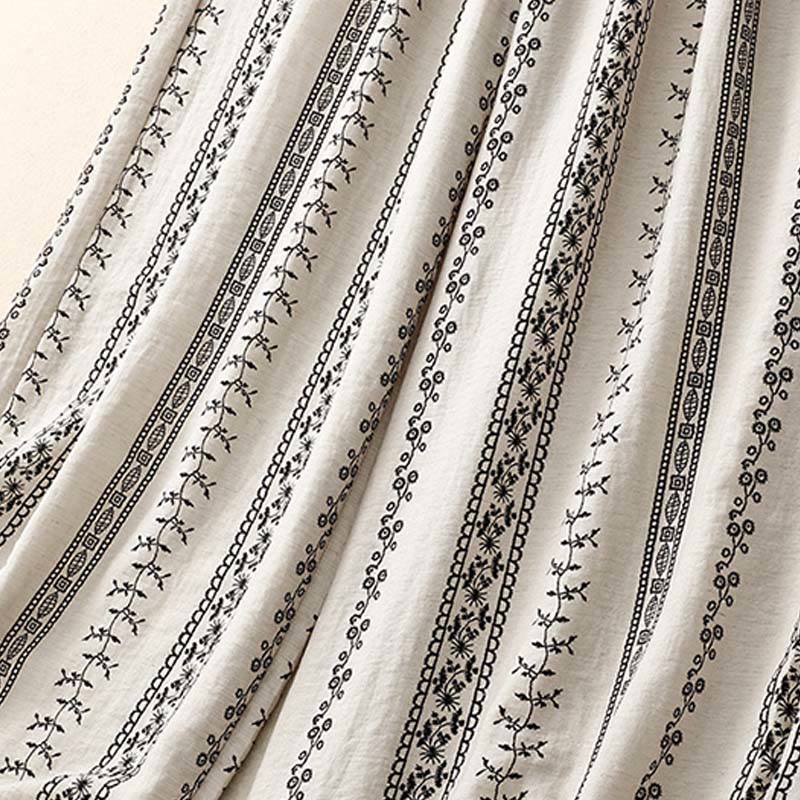 Pantalones anchos de lino y algodón con estampado vertical informal de Buddha Stones para mujer con bolsillos - image 13