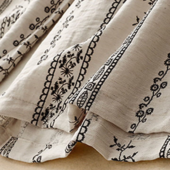 Pantalones anchos de lino y algodón con estampado vertical informal de Buddha Stones para mujer con bolsillos - image 11