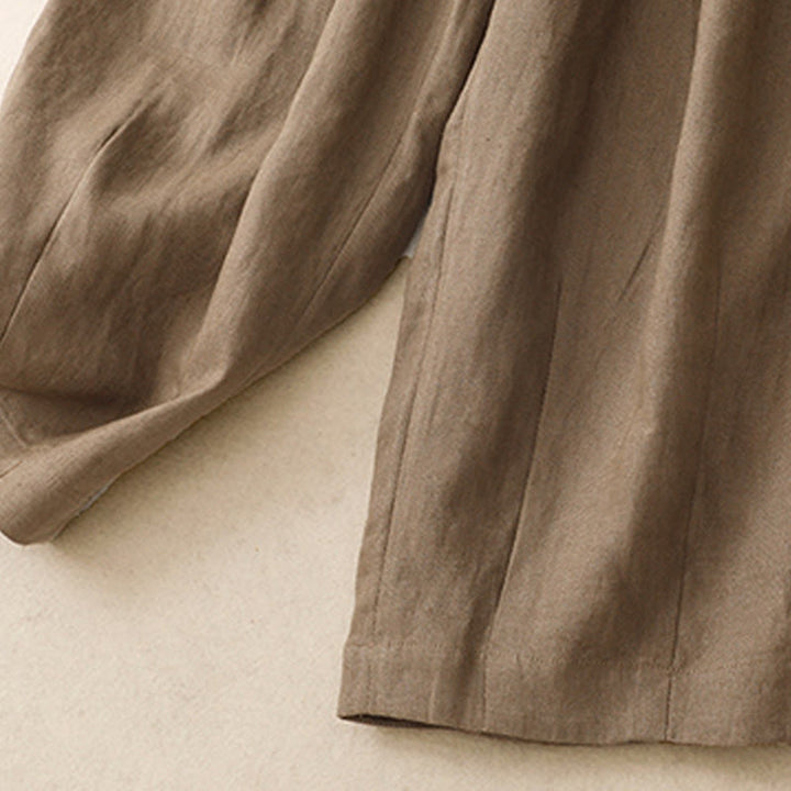 Pantalones harén de lino y algodón para mujer, lisos, de verano, con bolsillos, de Buddha Stones - image 3