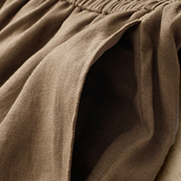 Pantalones harén de lino y algodón para mujer, lisos, de verano, con bolsillos, de Buddha Stones - image 1