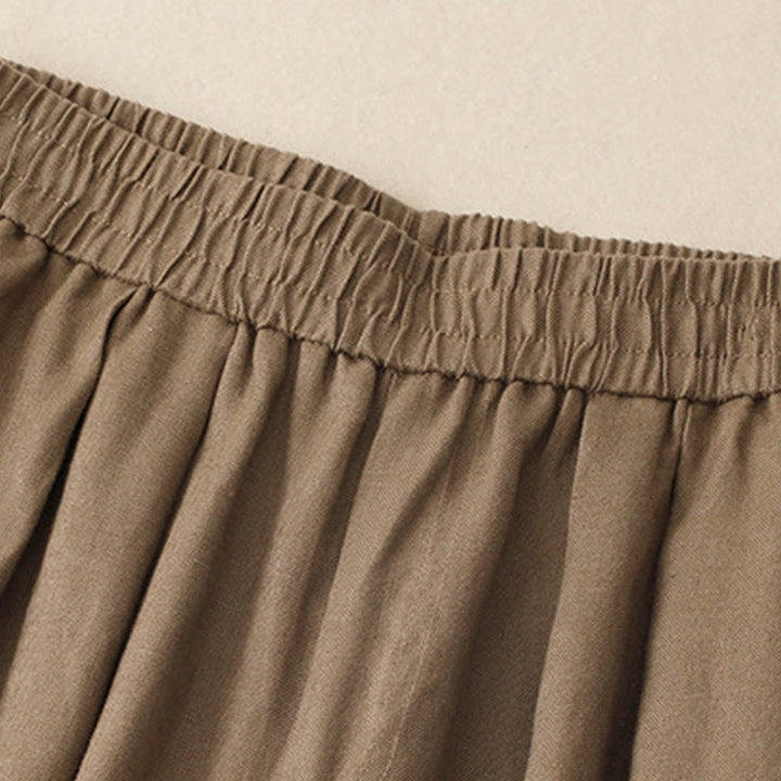 Pantalones harén de lino y algodón para mujer, lisos, de verano, con bolsillos, de Buddha Stones - image 2