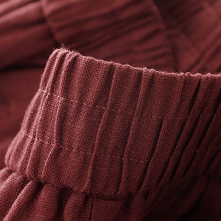 Pantalones harén de lino y algodón para mujer, lisos, de verano, con bolsillos, de Buddha Stones - image 6