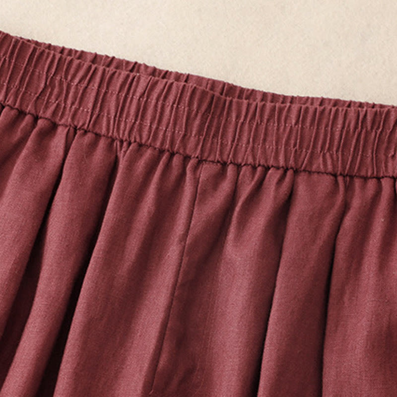 Pantalones harén de lino y algodón para mujer, lisos, de verano, con bolsillos, de Buddha Stones - image 8