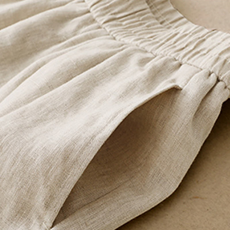 Pantalones harén de lino y algodón para mujer, lisos, de verano, con bolsillos, de Buddha Stones - image 14