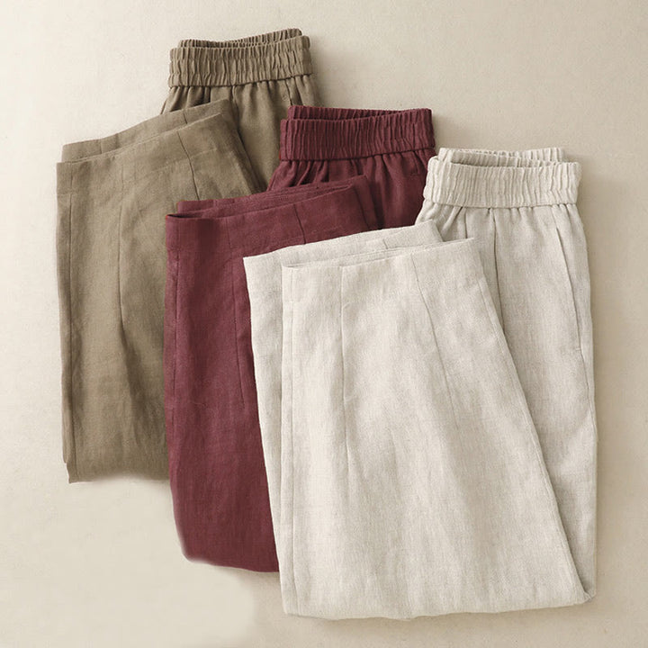 Pantalones harén de lino y algodón para mujer, lisos, de verano, con bolsillos, de Buddha Stones - image 20