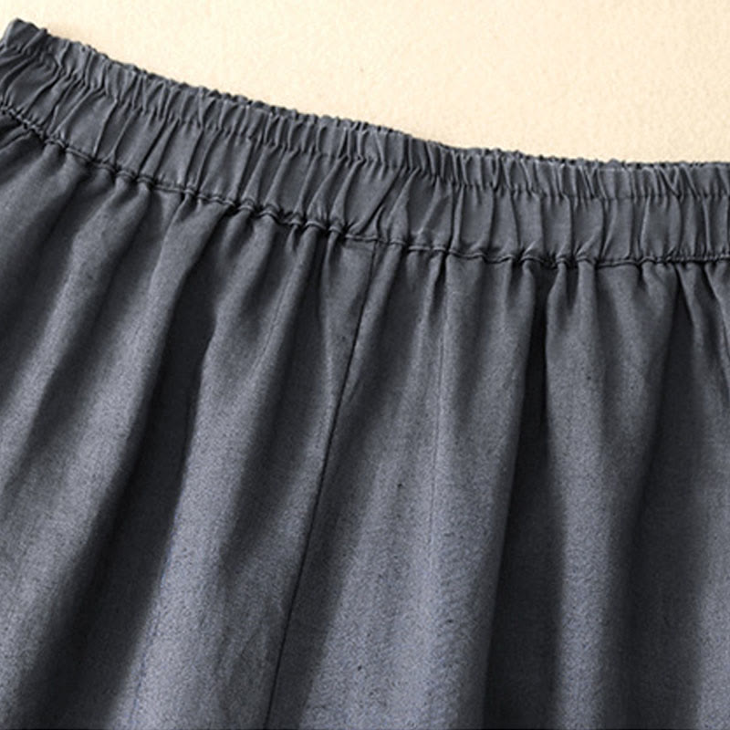 Pantalones cortos casuales lisos con Buddha Stones para mujer, estilo harem de lino con bolsillos. - image 2