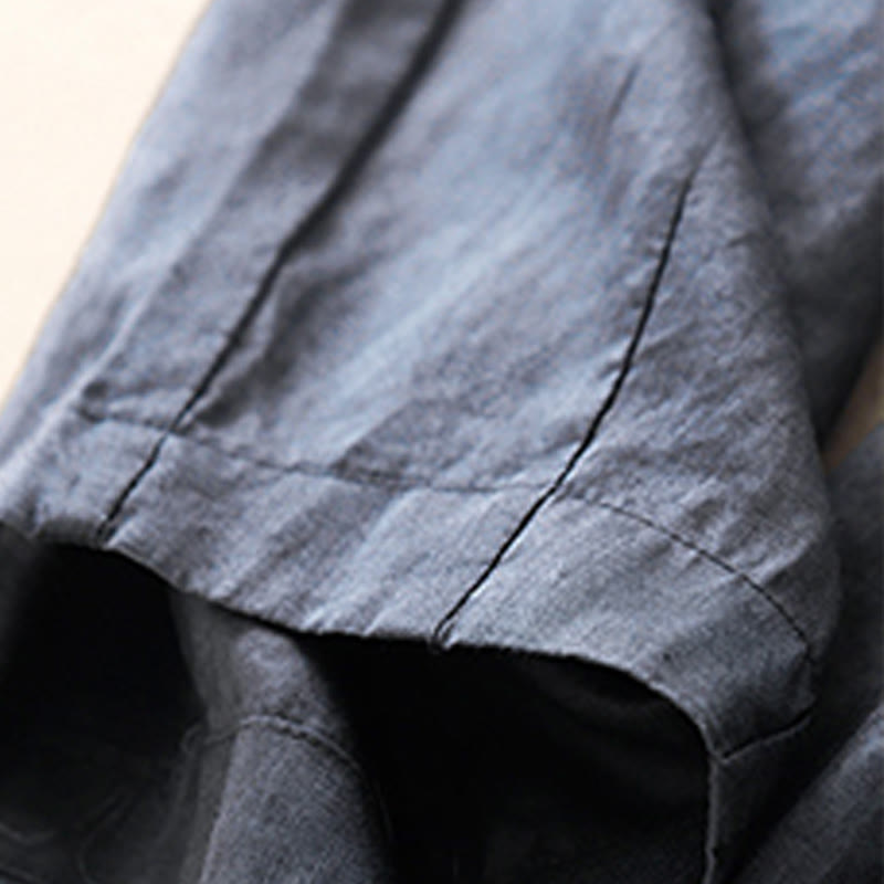 Pantalones cortos casuales lisos con Buddha Stones para mujer, estilo harem de lino con bolsillos. - image 4