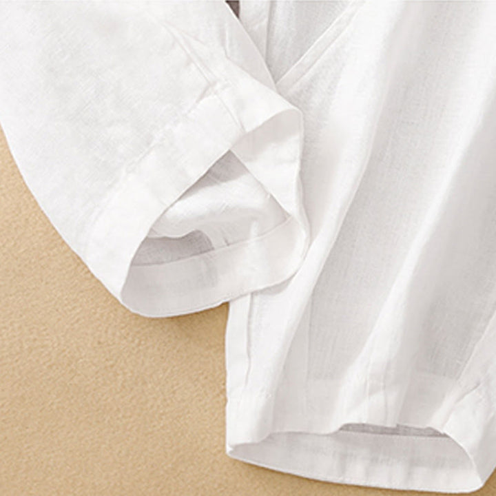Pantalones cortos casuales lisos con Buddha Stones para mujer, estilo harem de lino con bolsillos. - image 8