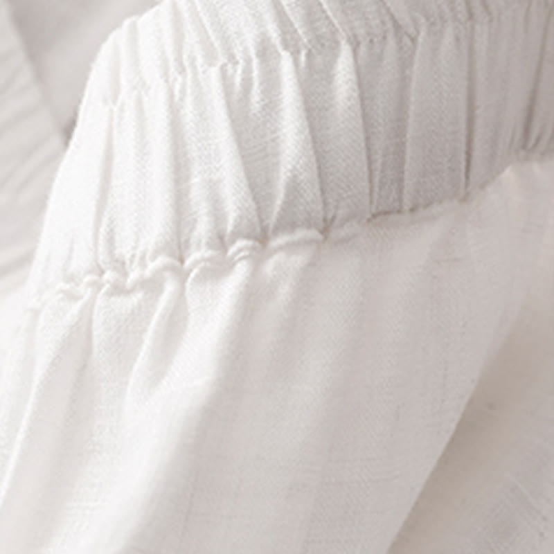 Pantalones cortos casuales lisos con Buddha Stones para mujer, estilo harem de lino con bolsillos. - image 6