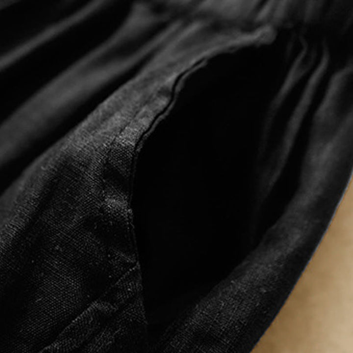 Pantalones cortos casuales lisos con Buddha Stones para mujer, estilo harem de lino con bolsillos. - image 12