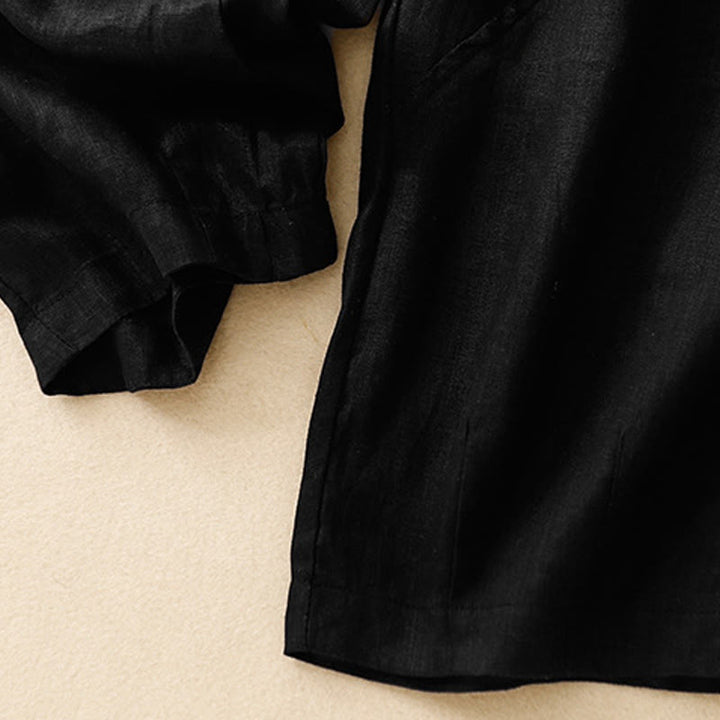 Pantalones cortos casuales lisos con Buddha Stones para mujer, estilo harem de lino con bolsillos. - image 13