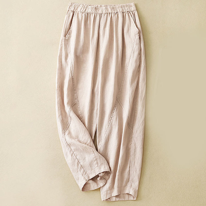 Pantalones cortos casuales lisos con Buddha Stones para mujer, estilo harem de lino con bolsillos. - PeachPuff - US8-10，UK/AU12-14，EU40-42 (2XL) - image 20