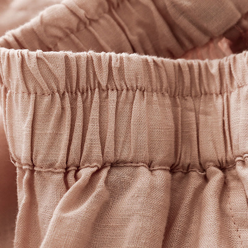 Pantalones cortos casuales lisos con Buddha Stones para mujer, estilo harem de lino con bolsillos. - image 28