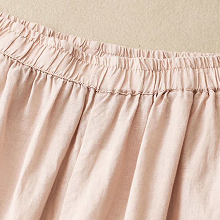Pantalones cortos casuales lisos con Buddha Stones para mujer, estilo harem de lino con bolsillos. - image 26