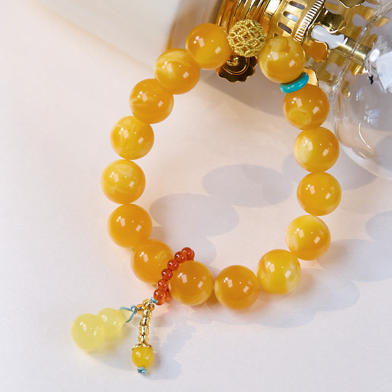 Pulsera de confianza multicapa de calabaza ámbar con Buddha Stones - image 2