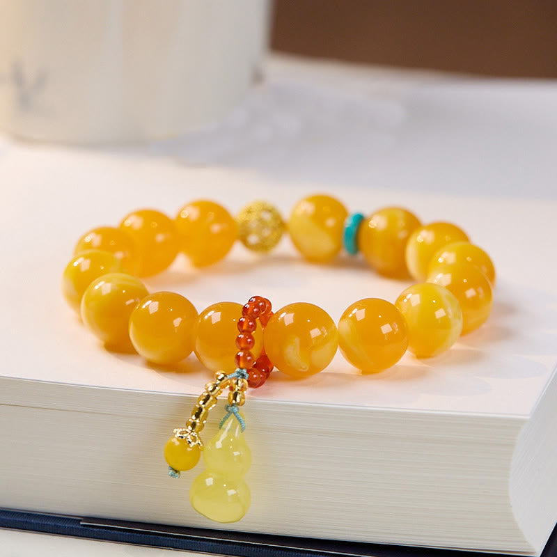 Pulsera de confianza multicapa de calabaza ámbar con Buddha Stones - image 3