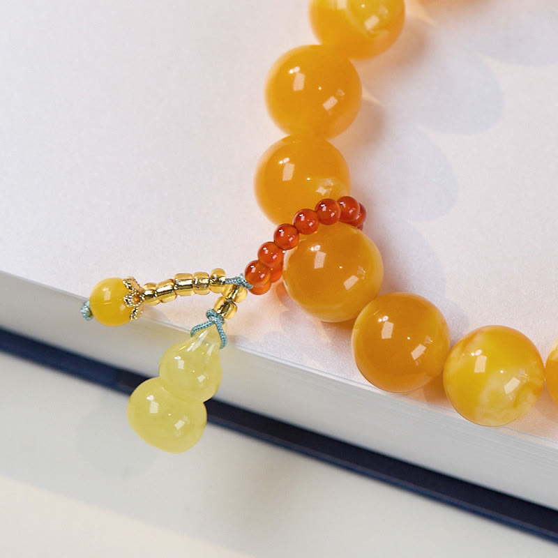 Pulsera de confianza multicapa de calabaza ámbar con Buddha Stones - image 4