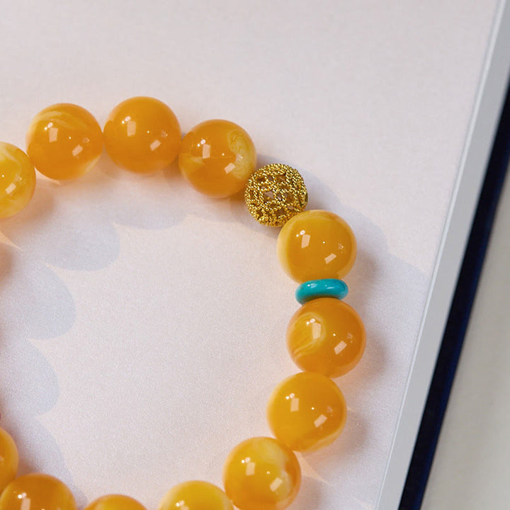 Pulsera de confianza multicapa de calabaza ámbar con Buddha Stones - image 5