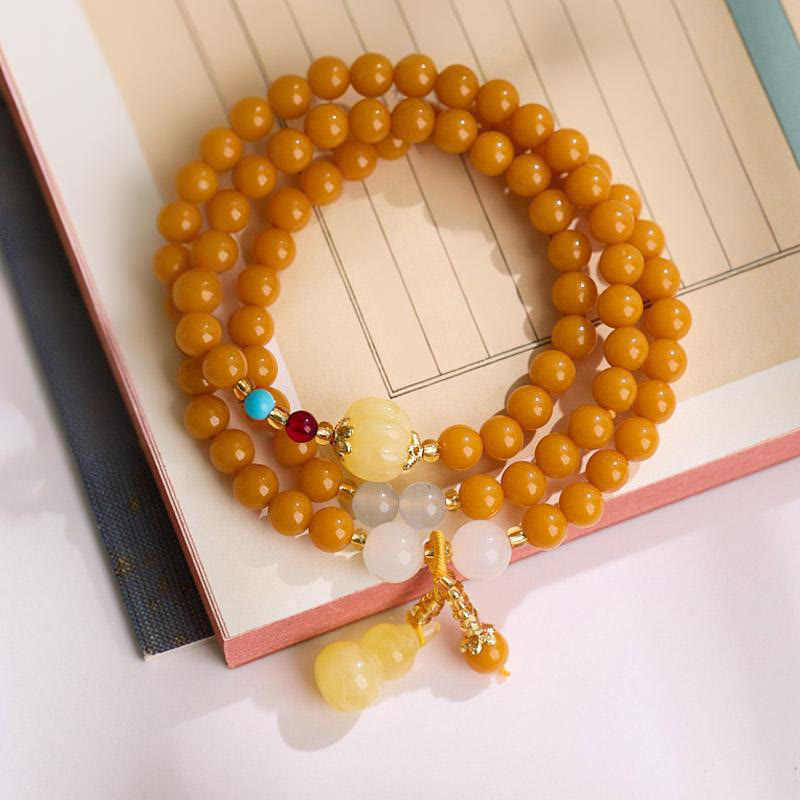 Pulsera de confianza multicapa de calabaza ámbar con Buddha Stones - Ámbar de 6 mm (circunferencia de la muñeca: 14-16 cm) - image 10