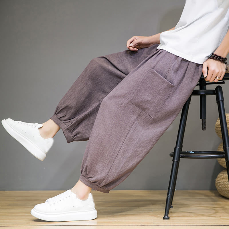 Pantalones harén casuales Buddha Stones, de largo 7-8, para hombre, con bolsillos laterales - image 34