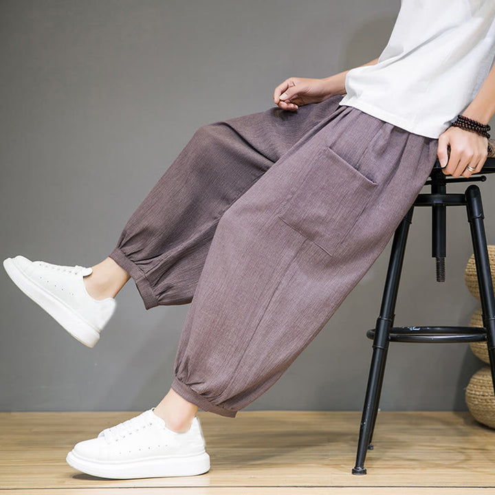 Pantalones harén casuales Buddha Stones, de largo 7-8, para hombre, con bolsillos laterales - image 34