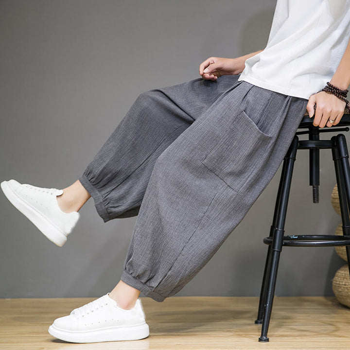 Pantalones harén casuales Buddha Stones, de largo 7-8, para hombre, con bolsillos laterales - image 26