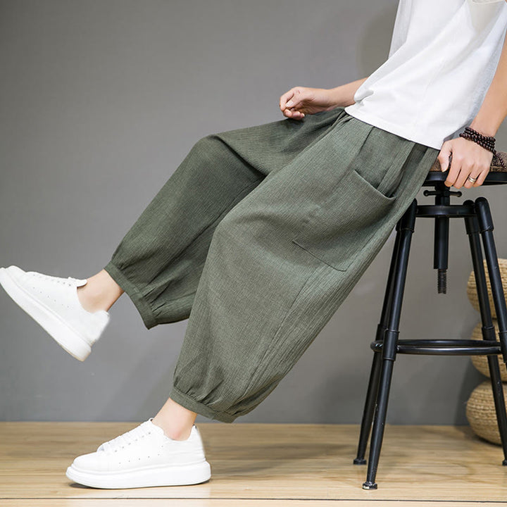 Pantalones harén casuales Buddha Stones, de largo 7-8, para hombre, con bolsillos laterales - image 8