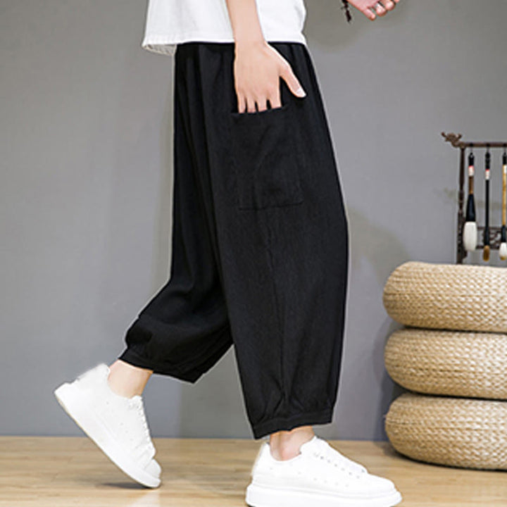Pantalones harén casuales Buddha Stones, de largo 7-8, para hombre, con bolsillos laterales - image 15