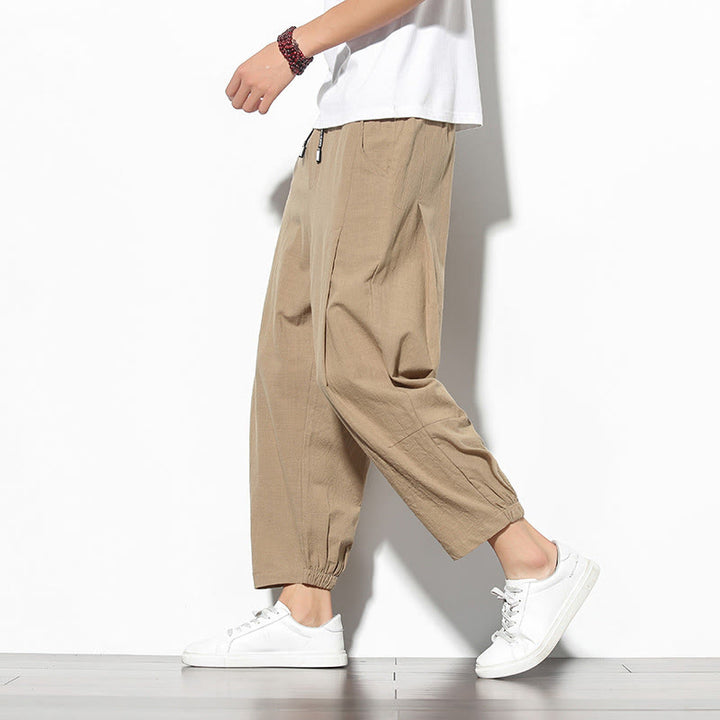 Pantalones de verano Buddha Stones para hombre, de algodón y lino, con bolsillos, talla 7-8 - Broncearse - US/UK/AU46, EU56 (5XL) - image 4