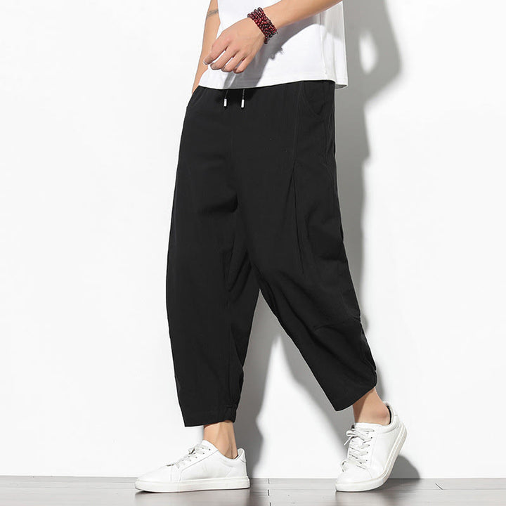 Pantalones de verano Buddha Stones para hombre, de algodón y lino, con bolsillos, talla 7-8 - Negro - US/UK/AU46, EU56 (5XL) - image 14