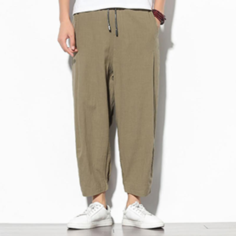 Pantalones de verano Buddha Stones para hombre, de algodón y lino, con bolsillos, talla 7-8 - image 1