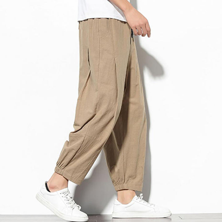 Pantalones de verano Buddha Stones para hombre, de algodón y lino, con bolsillos, talla 7-8 - image 8