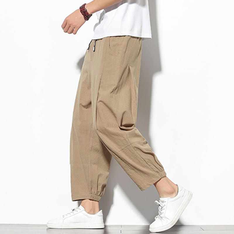 Pantalones de verano Buddha Stones para hombre, de algodón y lino, con bolsillos, talla 7-8 - image 9