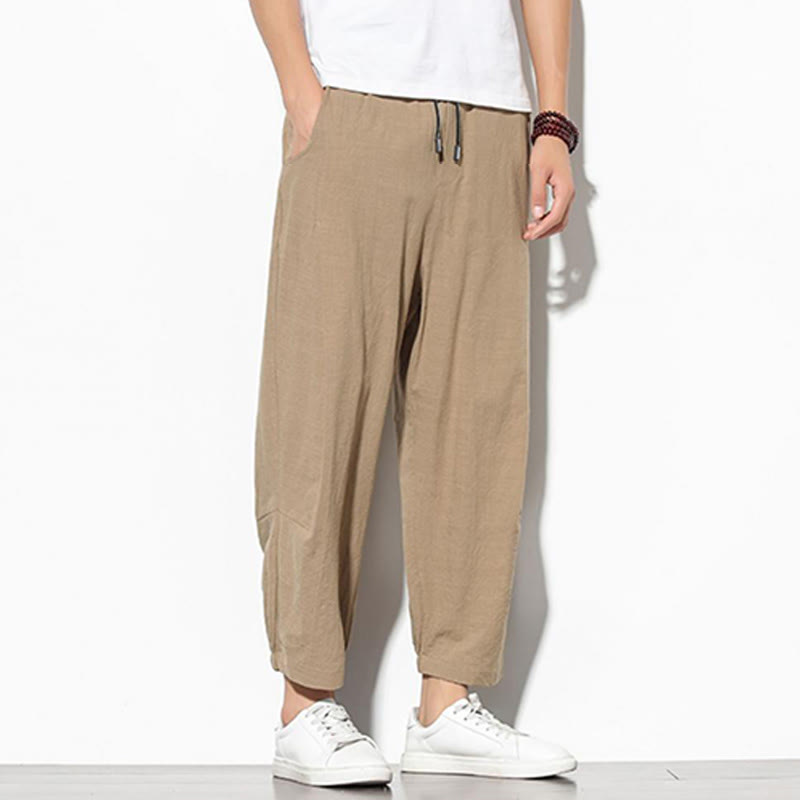 Pantalones de verano Buddha Stones para hombre, de algodón y lino, con bolsillos, talla 7-8 - image 10