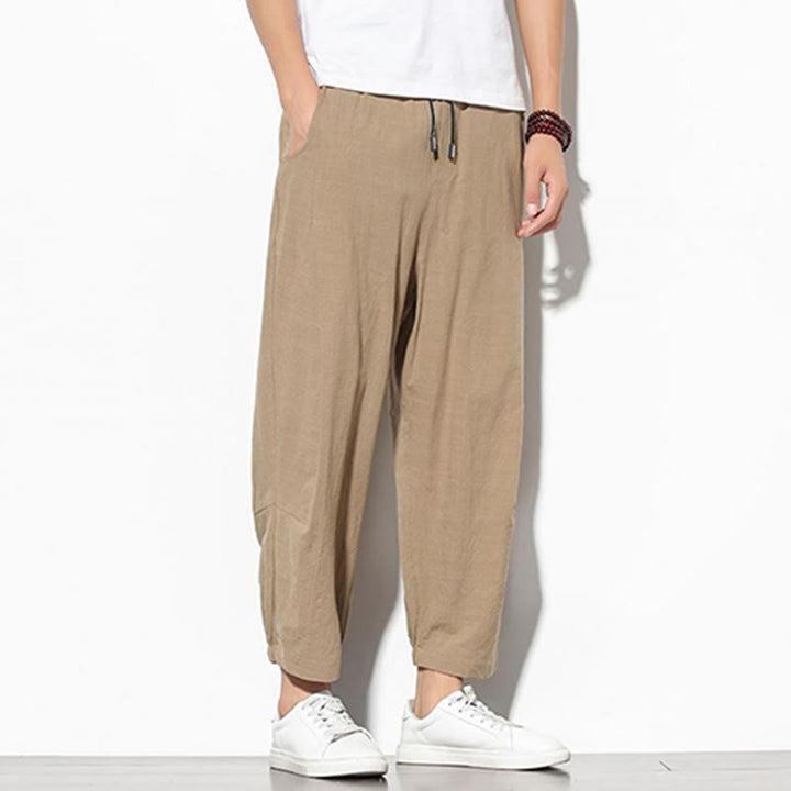 Pantalones de verano Buddha Stones para hombre, de algodón y lino, con bolsillos, talla 7-8 - image 10